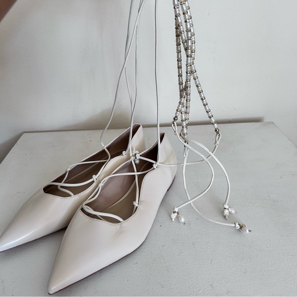 NEW SAM EDELMAN Winslet Ankle Tie Flats in Ivory 8.5 - Picture 8 of 8